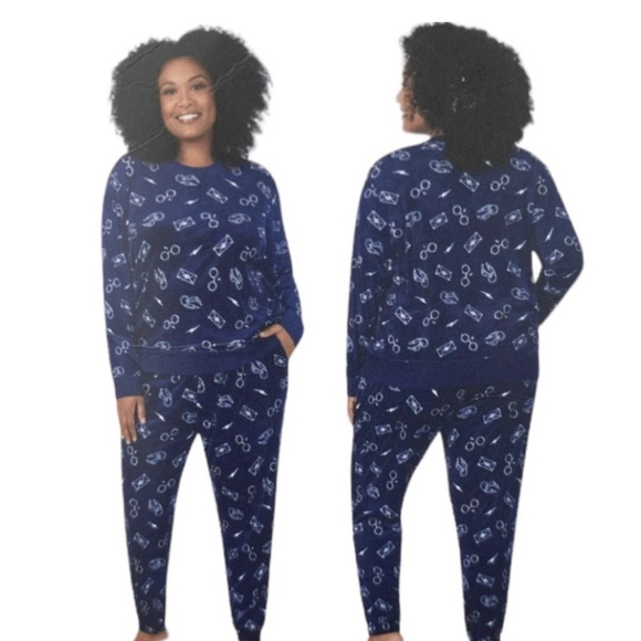 Wizarding World Women S Navy 2 PC Harry Potter Silky Stretch Fleece Paja… - Picture 2 of 9